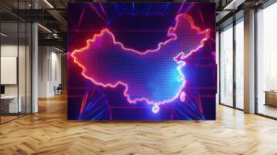 china map futurustic digital background 3d rendering Wall mural